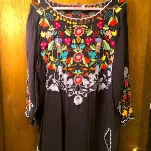 Grey rayon embroidered tunic.